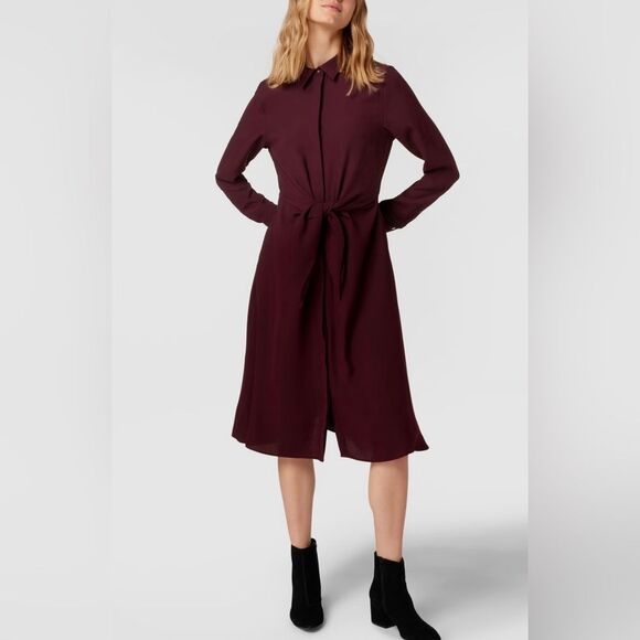 Lauren Ralph Lauren- Women’s Wine Tie-Front Dress - Size 4 - Picture 2 of 11